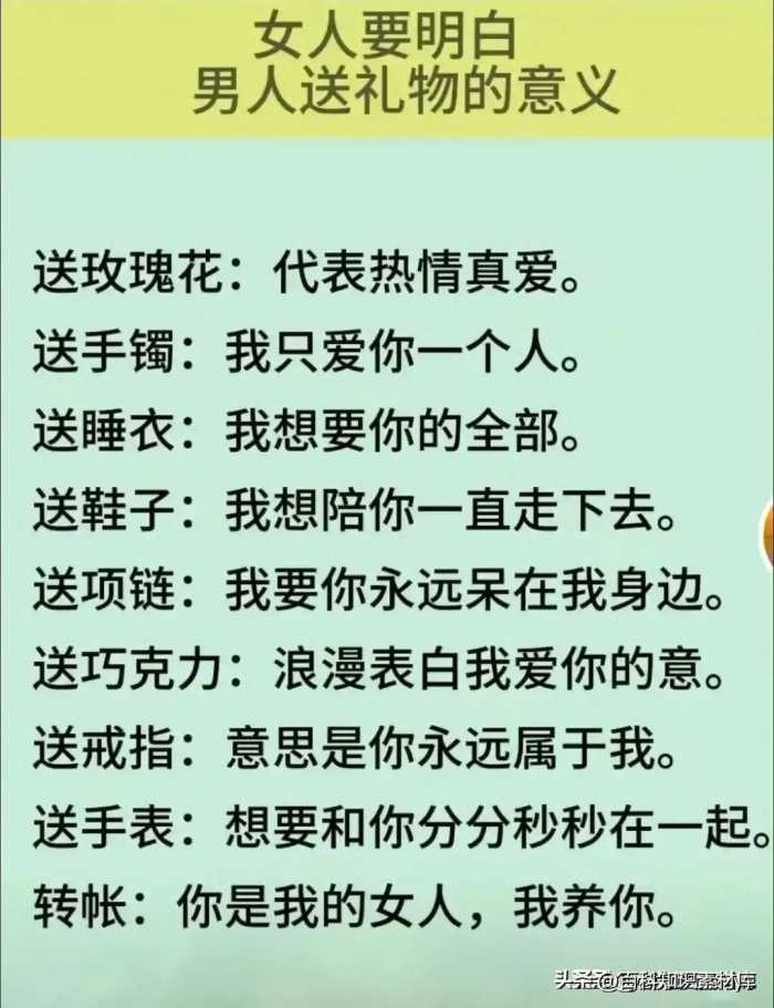 女人一定要明白，男人给你送礼物的含义是什么？